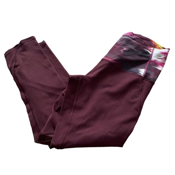 Lululemon Maroon Purple Cropped Leggings Sz 4 w/ Flaw 21” Inseam - Picture 3 of 10